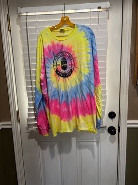 Port and Company Tie-Dye Long Sleeve Tee in Yellow, Pink, Blue